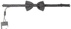 Men's Geometric-Patterned Silk Bow Tie Black Ties