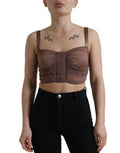Women's Brown Viscose Bustier Sleeveless Cropped Top