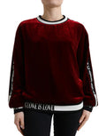 Women's Velvet Crew Neck Sweater Red Viscose Silk