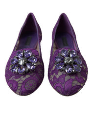 Women's Purple Vally Taormina Lace Crystals Flats Shoes Viscose Cotton Nylon