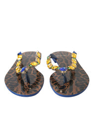 Women's Blue Crystals Flats Sandals Beachwear Shoes