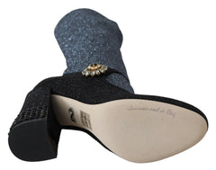 Women's Black Crystal Mary Janes Booties Shoes Nylon Spandex (stretch)