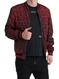 Men's Red Leopard Bomber Short Coat Jacket Nylon