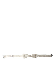 Men's White Silk Slim Adjustable Neck Papillon Bow Tie