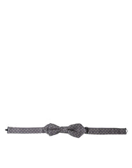 Men's Gray Polka Dots Silk Adjustable Neck Papillon Bow Tie