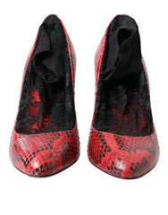 Women's Red Ayers Leather Lace Socks Pumps Shoes Black And
