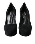 Women's Suede Platform Pump Black Leather