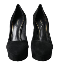 Women's Suede Platform Pump Black Leather