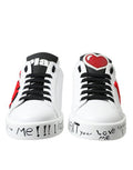 Women's White Love Patch Portofino Classic Sneakers Shoes Leather