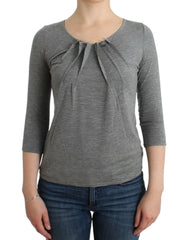 Women's Gray 3-4 Sleeves Jumper Top Modal