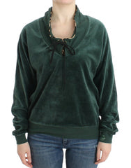 Women's Green Velvet Cotton Sweater Clothing