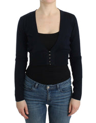 Women's Black Cropped Wool Cardigan Virgin Clothing