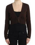 Women's Brown Cropped Wool Cardigan Virgin Clothing
