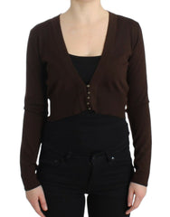 Women's Brown Cropped Wool Cardigan Virgin Clothing