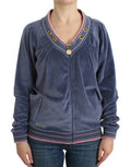 Women's Blue Velvet Zipup Sweater Cotton Clothing