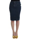 Women's Blue Corduroy Pencil Skirt Cotton