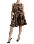 Women's Brown Leopard Print Sleeveless A-Line Dress