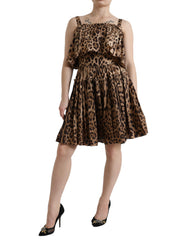 Women's Brown Leopard Print Sleeveless A-Line Dress