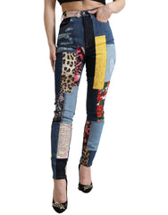 Women's Multicolor Patchwork Grace Skinny Denim Jeans Cotton Clothing