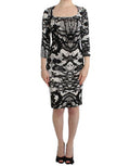 Women's Black Printed Sheath Dress Viscose