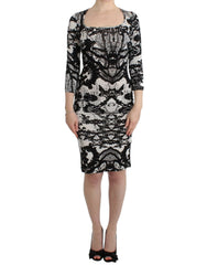 Women's Black Printed Sheath Dress Viscose