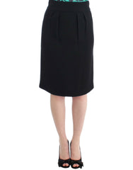 Women's Black Wool Pencil Skirt