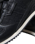 Women's Black Floral Lace Leather Sneakers Shoes Elastane