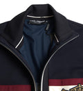 Men's Blue Cardigan Heraldic Full Zip Sweater Clothing