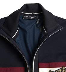 Men's Blue Cardigan Heraldic Full Zip Sweater Clothing