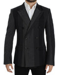 Men's Gray Striped Wool Stretch Blazer Clothing