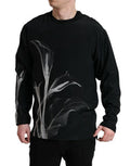 Men's Floral Print Silk Sweater Black