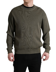 Men's Viscose Crew Neck Sweater Green Polyester