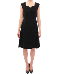 Women's Black Floral Lace Sicily Runway Dress Cotton