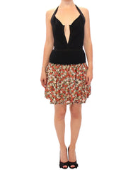 Women's Multicolor Floral Bubble Halterneck Dress Cotton