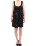 Women's Black Floral Crystal Embedded Dress Polyester
