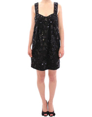 Women's Black Floral Crystal Embedded Dress Polyester