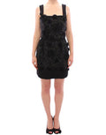 Women's Black Floral Crystal Embedded Dress