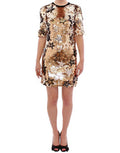 Women's Masterpiece Gold Sequined Crystal Swarovski Dress Yellow Polyester