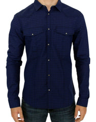 Men's Blue Checkered Cotton Shirt