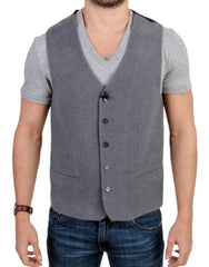 Men's Gray Cotton Blend Casual Vest Clothing