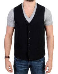 Men's Black Wool Blend Casual Vest Polyester Clothing
