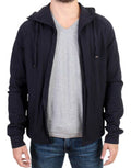 Men's Blue Hooded Cotton Sweater Clothing