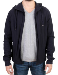 Men's Blue Hooded Cotton Sweater Clothing