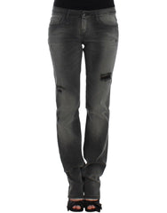 Women's Gray Straight Leg Jeans Cotton Clothing