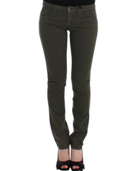 Women's Green Slim Leg Jeans Cotton Clothing