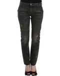 Women's Gray Distressed Jeans Cotton Clothing