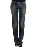 Women's Blue Straight Leg Jeans Cotton Clothing