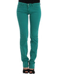 Women's Green Straight Leg Jeans Cotton Clothing