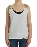 Women's Lyocell With Metallic Shoulders Tank Top White Lyocel Tops