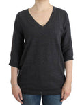 Women's Gray Short Sleeved Sweater Alpaca
